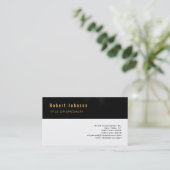 Black Stripe White Background Gold Visitekaartje (Staand voorkant)