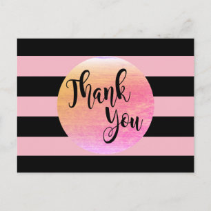 Black Striped Dankjewel roze bruiloft Briefkaart