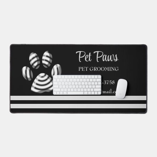 Black Striped Dog Paw Pet Grooming Service Bureaumat (Keyboard & Muis)