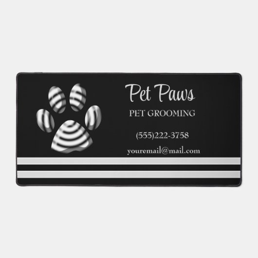 Black Striped Dog Paw Pet Grooming Service Bureaumat (Voorkant)