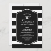 Black Striped Surprise 30ste verjaardagsfeestje Kaart (Voorkant)