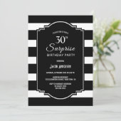 Black Striped Surprise 30ste verjaardagsfeestje Kaart (Staand voorkant)