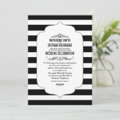 Black Stripes Ascot Chic Wedding Invitations (Debout devant)