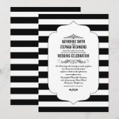 Black Stripes Ascot Chic Wedding Invitations (Devant / Derrière)
