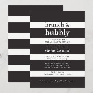 Black Stripes Brunch en Bubble Vrijgezellenfeest Kaart