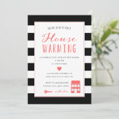 Black Stripes Coral House Party Invitation (Debout devant)