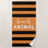 Black Stripes Custom Text Beach ANIMAL Strandlaken (Voorkant)