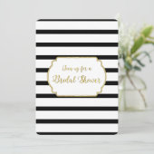 Black Stripes Gold Bridal Douche Invitations (Debout devant)
