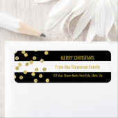 Black Stripes Gold Confetti Vrolijk kerstfeest Etiket (Insitu)