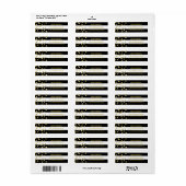 Black Stripes Gold Confetti Vrolijk kerstfeest Etiket (Full Sheet)