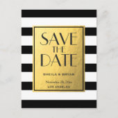 Black Stripes Gold Foil Enregistrer la date carte  (Devant)
