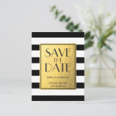 Black Stripes Gold Foil Enregistrer la date carte (Debout devant)