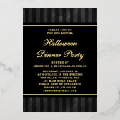 Black Stripes Halloween Dinner Party Gold Folie Uitnodiging (Voorkant)