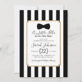 Black Stripes Little Fella Baby shower Invitation (Devant)