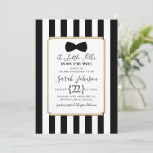 Black Stripes Little Fella Baby shower Invitation (Debout devant)
