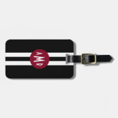 Black Stripes Monogram Bagagelabel voor mannen (Voorkant horizontaal)