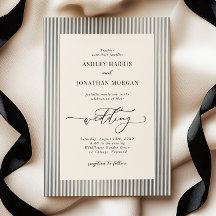 Black Stripes Old Money Wedding Invitation