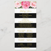 Black Stripes Pink Watercolor Programme de mariage (Dos)