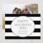 Black Stripes Silver Happy Vacances Cartes photos (Devant / Derrière)