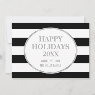 Black Stripes Silver Happy Vacances Cartes photos
