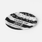 Black Stripes Silver Stippen Klasse van 2018 Afstu Papieren Bordje (Gekanteld)