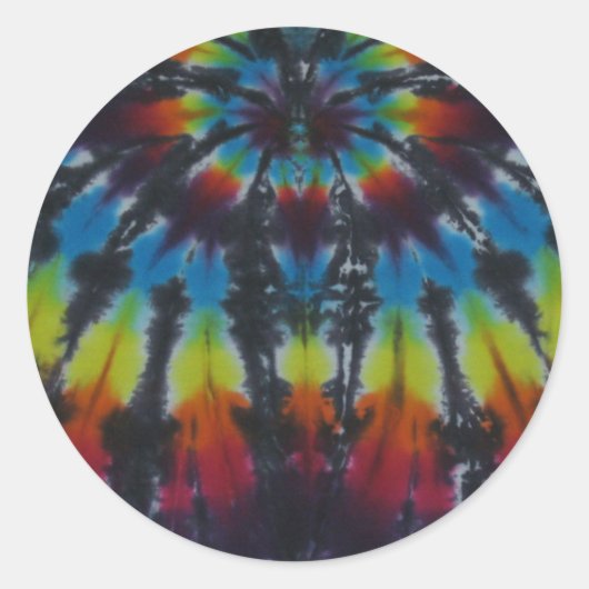 Black Stripes Tie Dye Pattern Ronde Sticker (Voorkant)