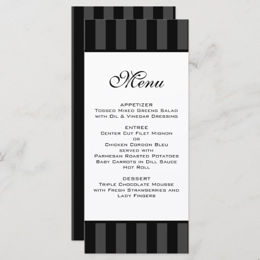 Black Stripes Wedding Menu (Voorkant / Achterkant)