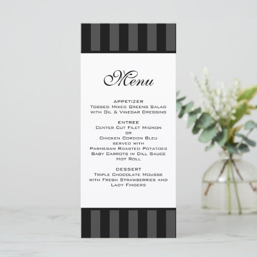 Black Stripes Wedding Menu (Staand voorkant)