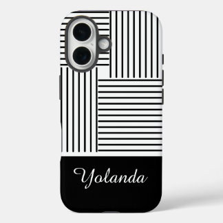 Black Stripes with Name  iPhone 16 Hoesje