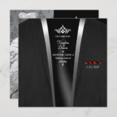 Black Stropdas Destination Invitation Kaart (Voorkant / Achterkant)