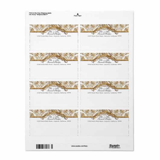 Black Stropdas Elegance 2 Golden Matching Address  Etiket (Full Sheet)