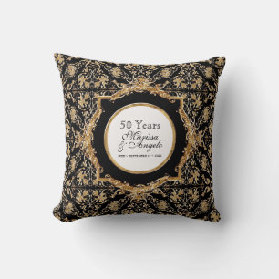 Black Stropdas Elegance 2, Golden Wedding Jubileum Kussen