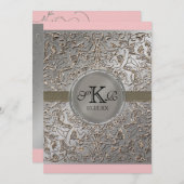 Black Stropdas Elegance, Silver Wedding Dinner Men Menu (Voorkant / Achterkant)