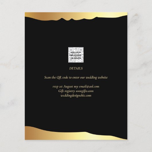 Black Stropdas Wedding Gold Foil Script Elegant Ev (Achterkant)