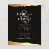 Black Stropdas Wedding Gold Foil Script Elegant Ev (Voorkant)
