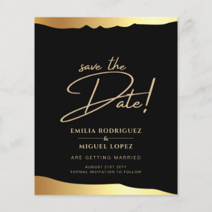Black Stropdas Wedding Gold Foil Script Elegant Ev Flyer