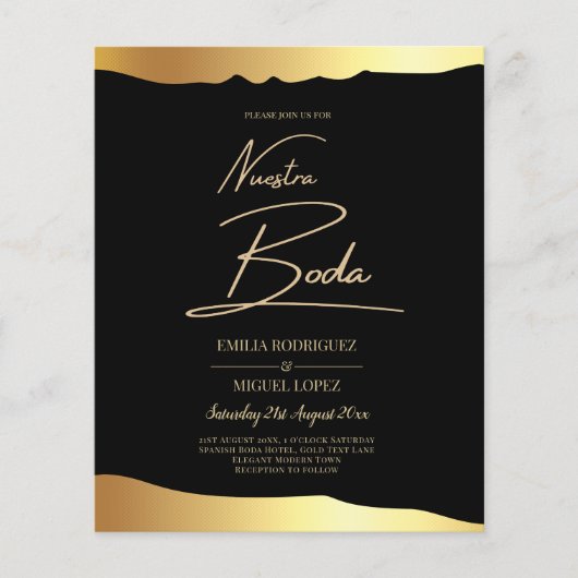 Black Stropdas Wedding Gold Foil Script Elegant Ev Flyer (Voorkant)