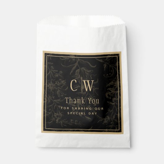 Black Stropdas Wedding Theme  Gold Damask Bedankzakje (Voorkant)