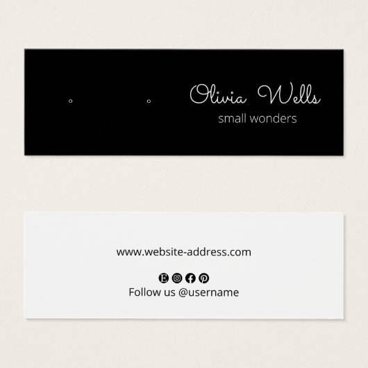 Black Stud Script oorbel houder Mini Visitekaartjes (Voorkant /achterkant)