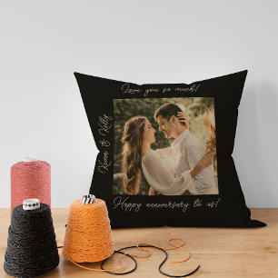 Black Stylish Happy Anniversaire Coussin extérieur