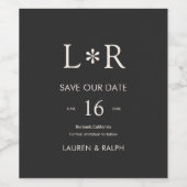 Black | Stylish Modern Wedding Save the Date Wijn Etiket (Enkel label)