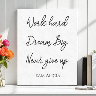 Black Success Quote Kantoor Motivatie werkplek Canvas Afdruk
