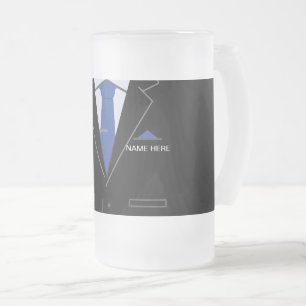 Black Suit Business Glass Beer Mok - Jouw naam