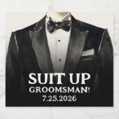 Black Suit Groomsman Proposition Bière Étiquette S (Étiquettes simples)