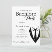 Black Suit & Tie Men's Bachelor Party Invitation (Debout devant)