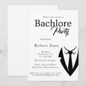Black Suit & Tie Men's Bachelor Party Invitation (Devant / Derrière)