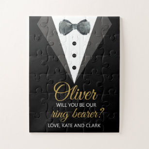 Black Suit & Tie Will You Be My Ring Bearer Puzzle