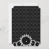 Black Sunflower Damask Wedding Invitting Kaart (Voorkant)