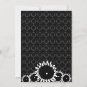 Black Sunflower Damask Wedding Invitting Kaart (Voorkant)