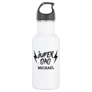 Black Super Dad Lightning Bolt Rock Roll Script Waterfles
